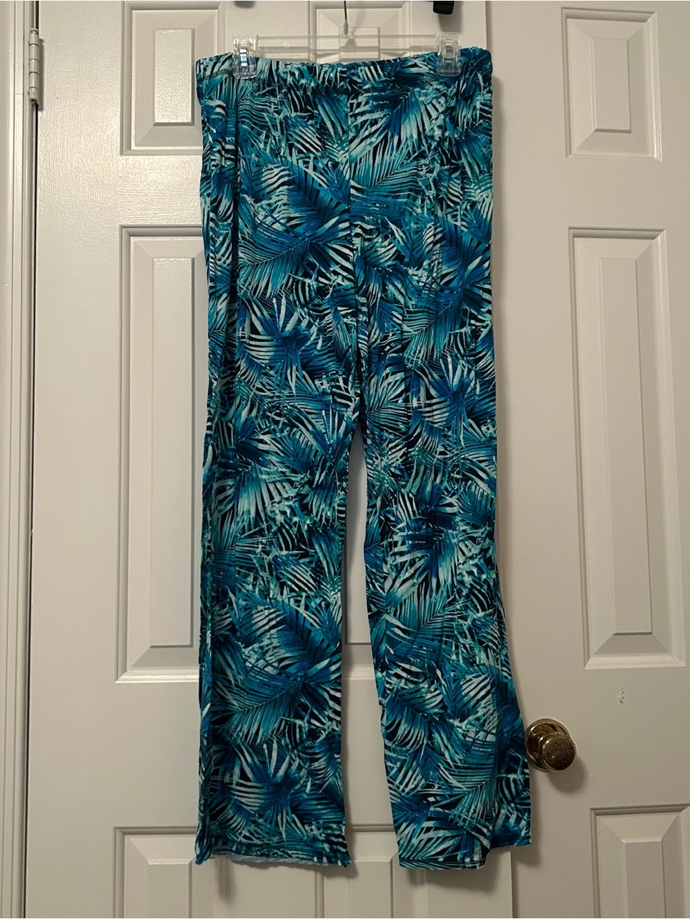 Victoria's Secret PINK Teal Palm Leaf Tropical Print Lounge Pajama Pants Large
